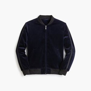 NWOT J.Crew Ludlow Navy Velvet Bomber with Tuxedo Stripes